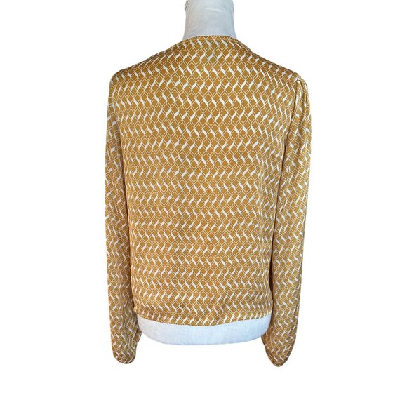 Forever 21 Chevron Print Long Sleeve Y2k Blouse Lace Up Size M Elastic Cuff - Picture 3 of 11